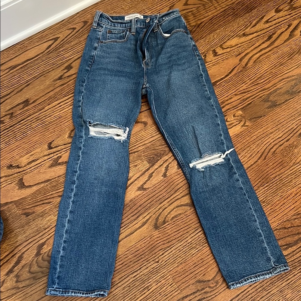 Abercrombie & Fitch Blue Distressed Ankle Jeans